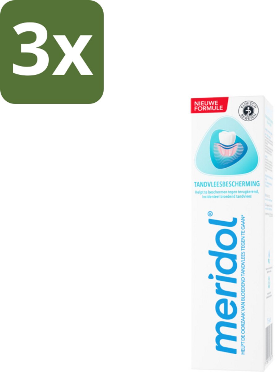 3 x Meridol Tandpasta Tandvleesbescherming 75 ml - Tandpasta - Tandvleesbescherming - Geïrriteerd Tandvlees - Antibacterieel - Plaque