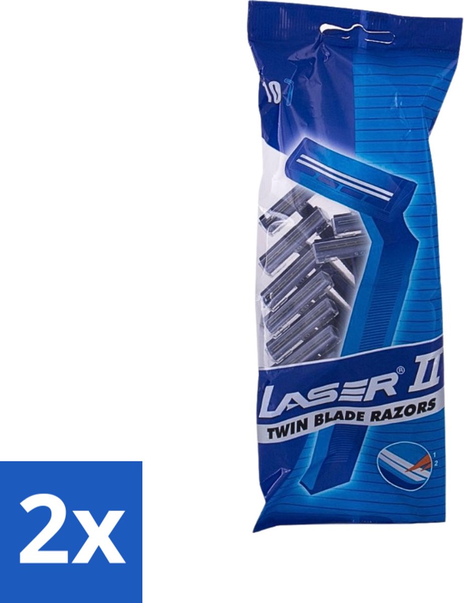 2 x Laser 2 - Ready Razor - Wegwerp - Voor Mannen - 10 Mesjes - Scheermesjes - Wegwerp Scheermesjes - Laser Scheermesjes - 2-bladige Scheermesjes - Scheerbeurt
