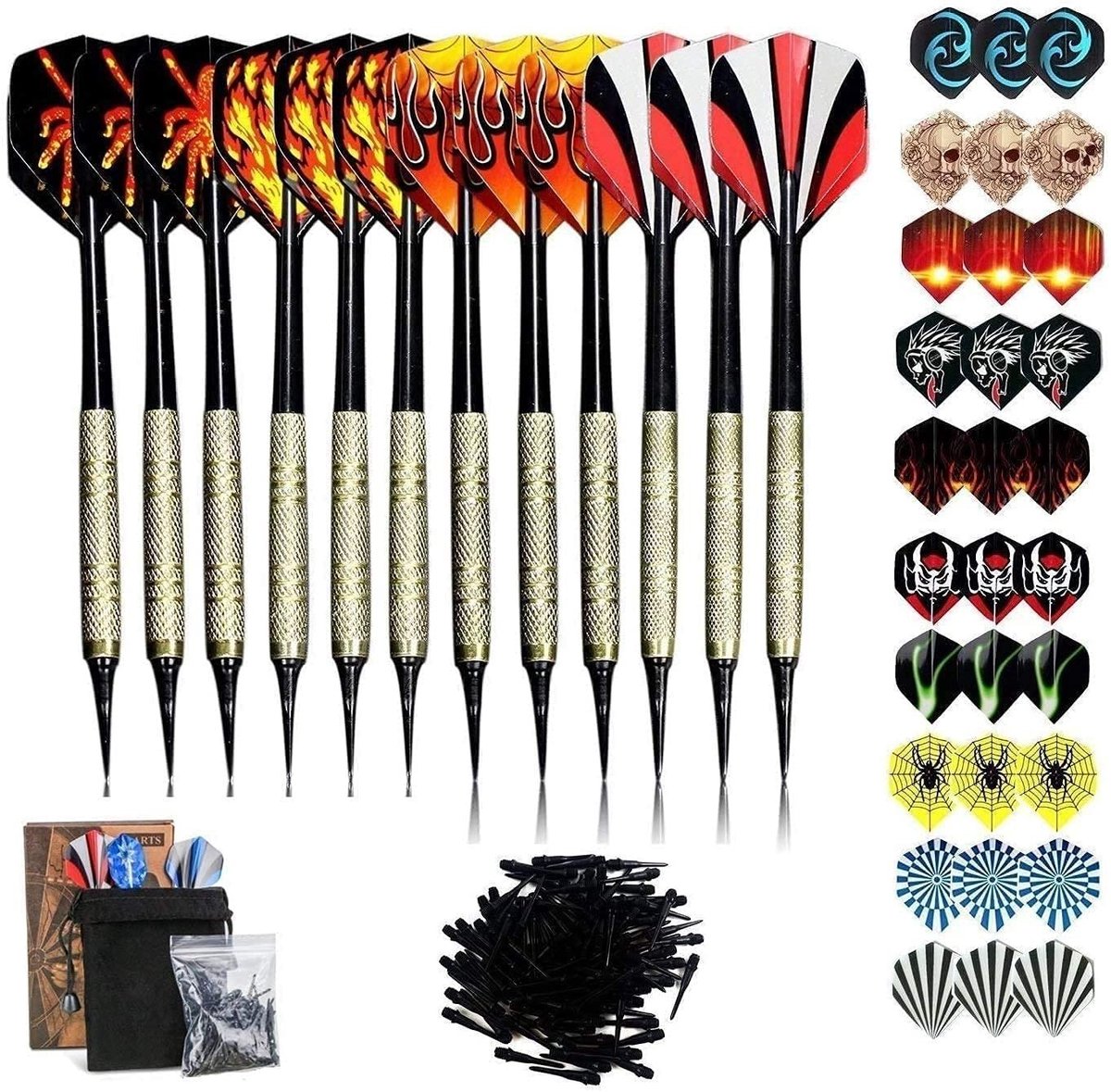 Solidchoice - Set van 12 Darts Vleugels met 100 Vervangende Tips