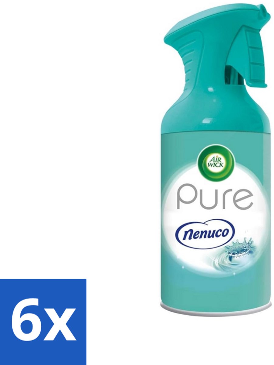 6 x Air Wick - Luchtverfrisser - Pure Nenuco - Spray - 250 ml - Luchtverfrisser - Nenuco - Luchtverfrissende Geur - Frisse Geur - Luchtverfrisser Spray
