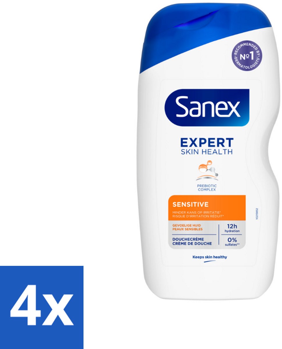 4 x Sanex Douchegel Expert Skin Health Sensitive 400 ml - Gevoelige Huid - Douchegel - Huidverzorging - Milde Reiniging - Whey Proteïne