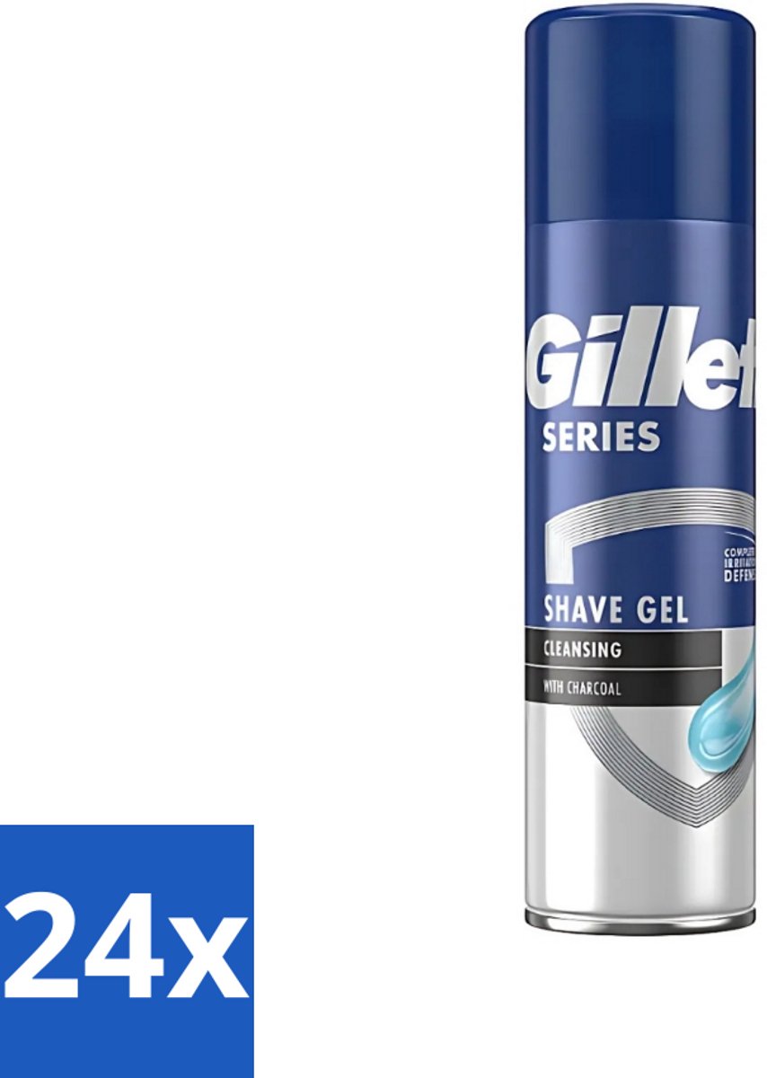 Gillette Series - Scheergel - Cleansing - Charcoal - Verfrissend en reinigend - 200 ml - Voordeelverpakking - 24 stuks