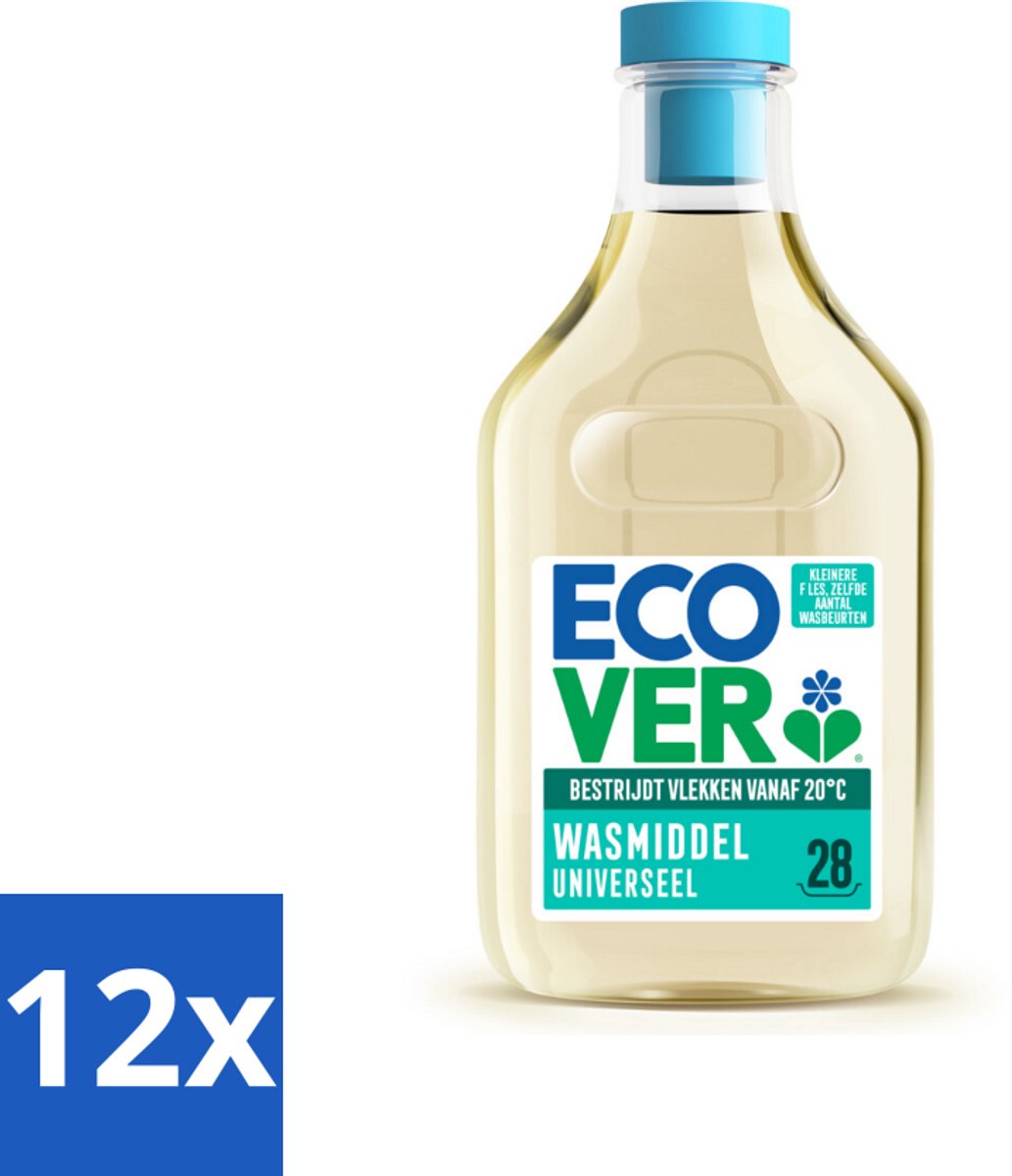 12 x Ecover Wasmiddel Universeel Kamperfolie & Jasmijn 28 Wasbeurten 1 liter - Ecover Universeel Wasmiddel - Koud Wassen - Plantaardig Wasmiddel - Milieuvriendelijk Wasmiddel - Vegan Wasmiddel