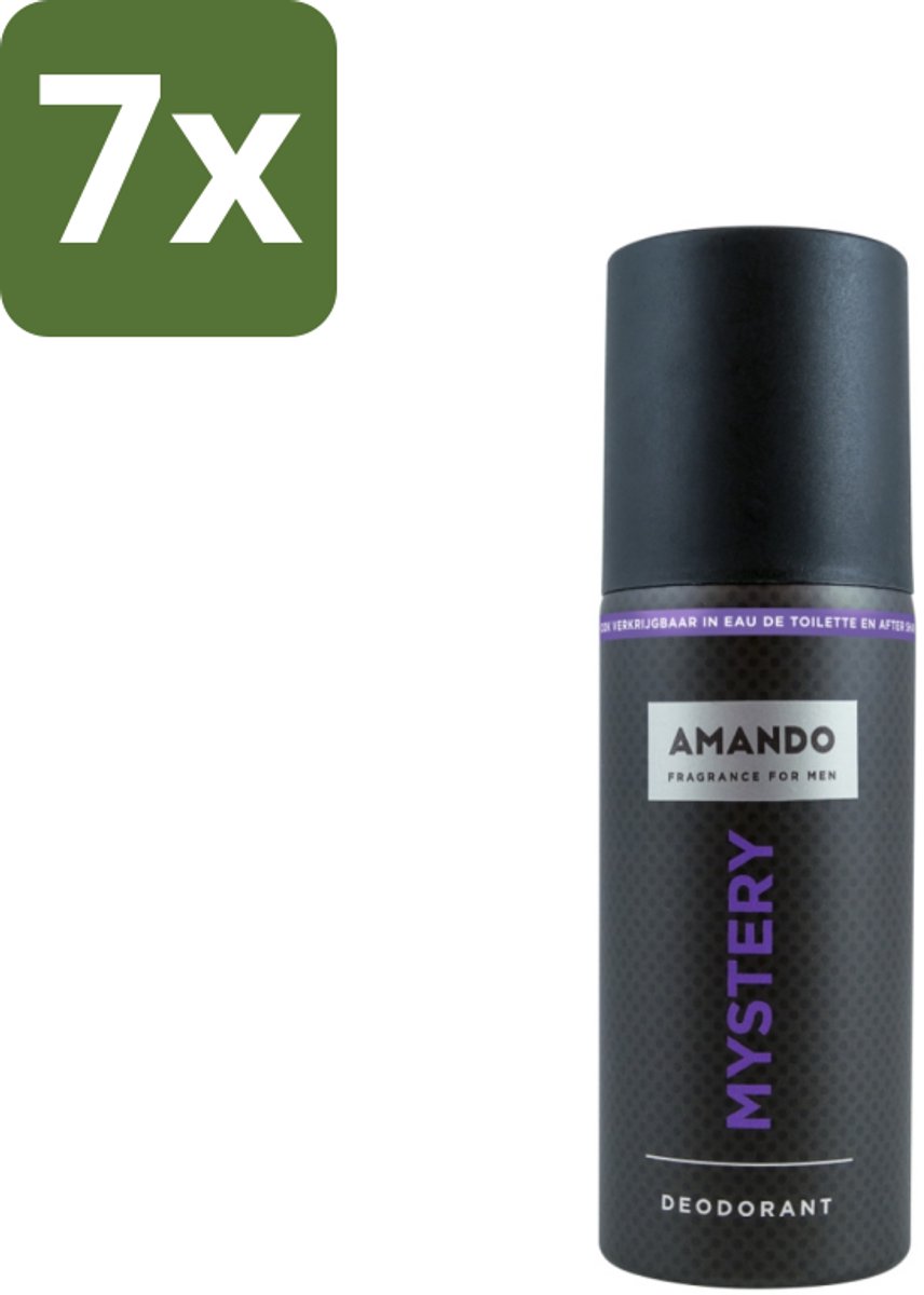 7 x Amando - Mystery - Deodorant - Spray - 150 ml - Mystery Deodorant Spray - Mannelijke Geur - Kruiden Geur - Vanille Geur - Deodorant Spray