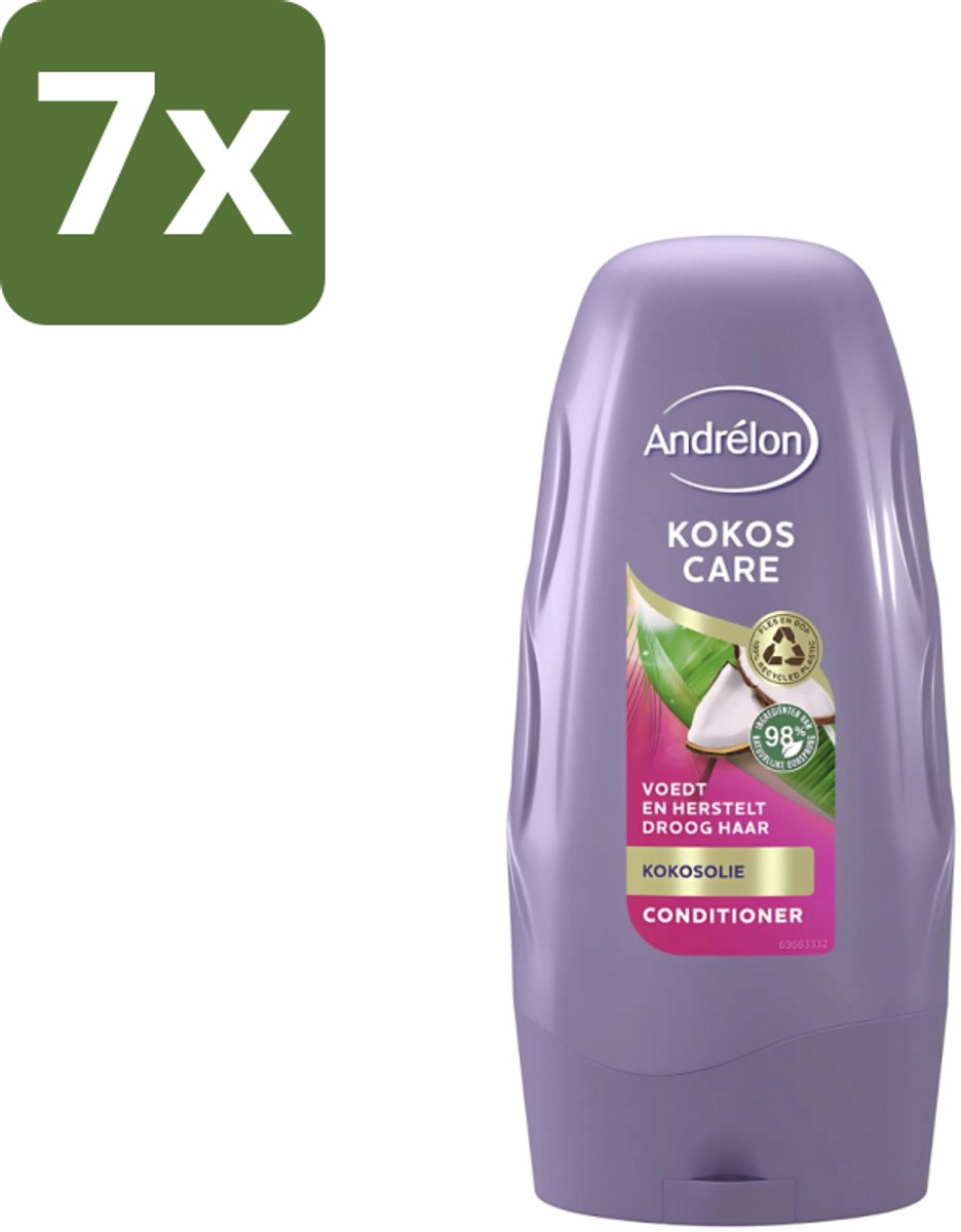 7 x Andrélon - Kokos Care - Conditioner - Diepe Hydratatie - 250 ml - Droog Haar - Beschadigd Haar - Kokosolie - Kokosmelk - Hydraatatie