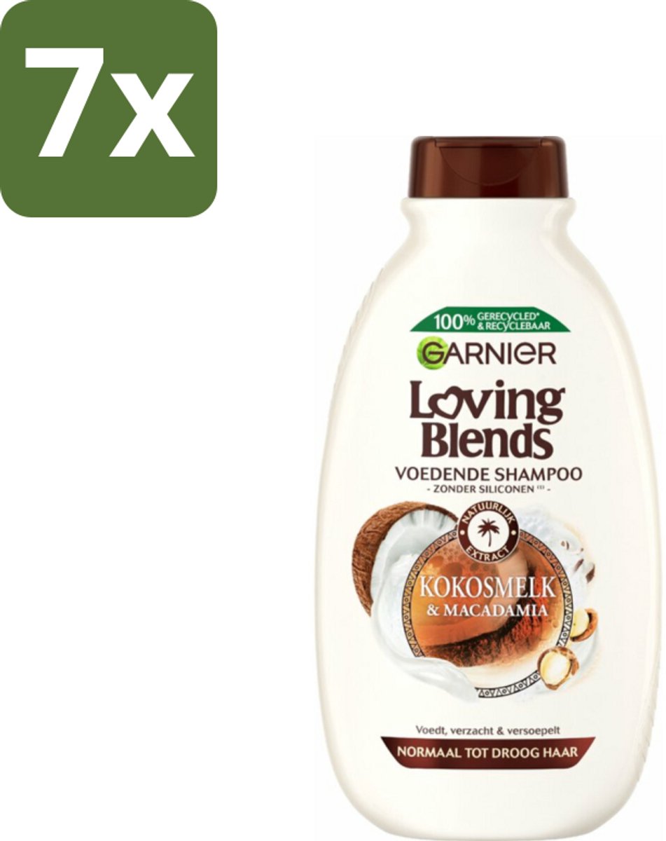7 x Garnier Loving Blends Kokosmelk en Macadamia Shampoo 300 ml - Kokosmelk Shampoo - Macadamia Shampoo - Voedend Haarverzorging - Droog Haar Shampoo - Normaal Haar Shampoo