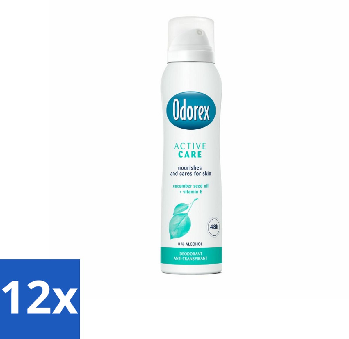 12 x Odorex Deodorant Spray Active Care 150 ml - Deospray - Actieve Bescherming - Zweet En Geur - Gevoelige Huid - Vitamine E