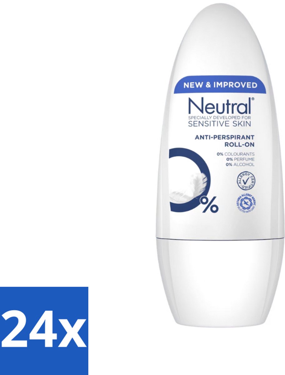 24 x Neutral - Deodorant Roller - Gevoelige Huid - Anti-perspirant - 0% Parfum, Kleurstof & Alcohol - 50 ml - Gevoelige Huid - Anti-perspirant - Deodorant Roller - Biologisch Afbreekbaar - Milieuvriendelijk
