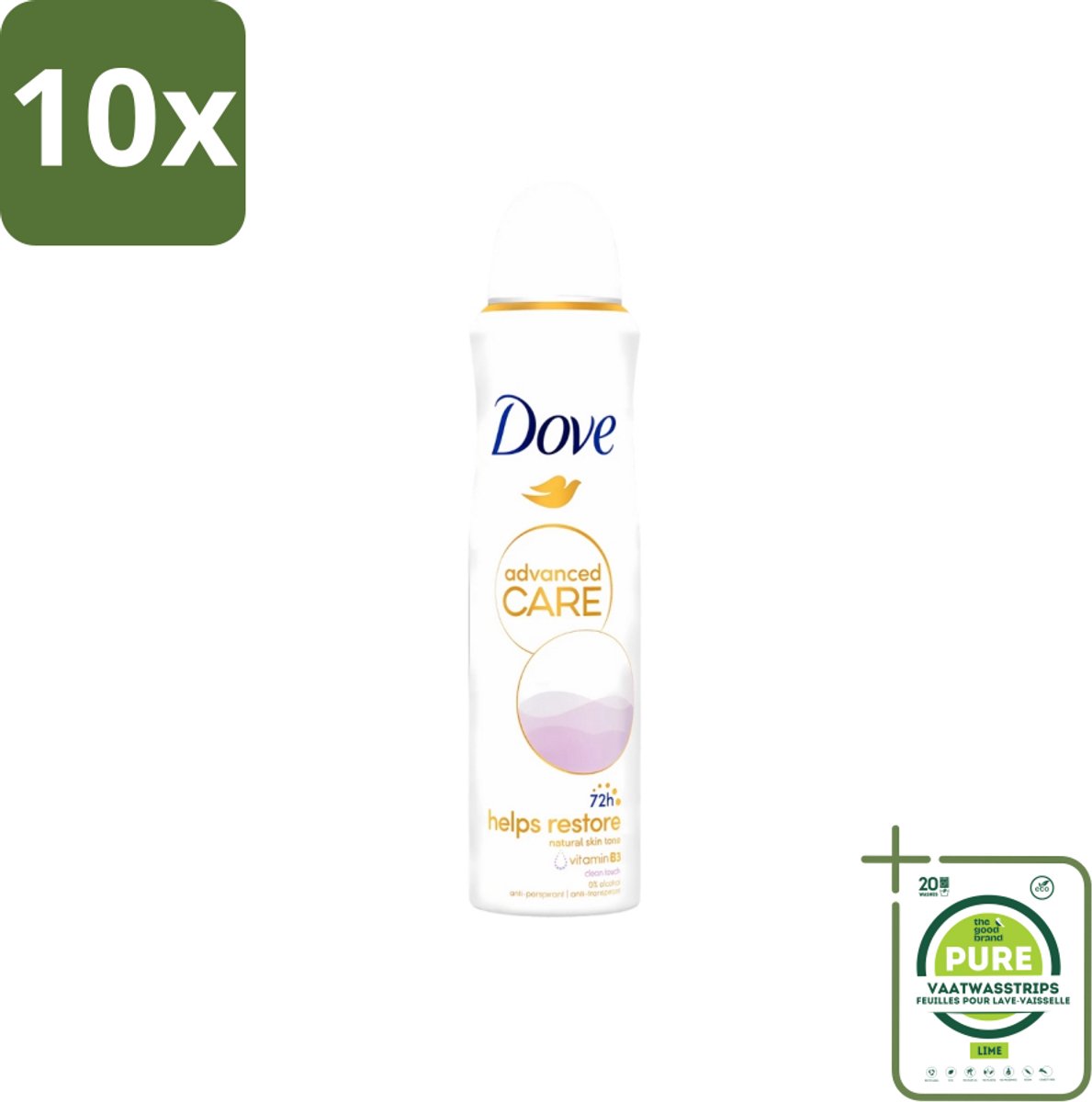 10 x Dove - Deodorant - Spray Clean Touch - Zachte geur en verzorging - 150 ml - Grootverpakking - Dove Deodorant Spray - Clean Touch - Anti-transpirant - Zweet En Geur Bescherming - 48 Uur Bescherming