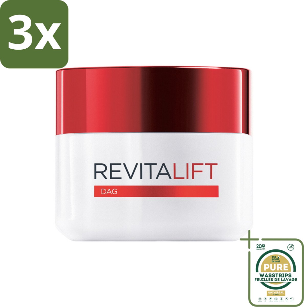 3 x L'Oréal Revitalift Anti-Rimpel Dagcrème 50 ml - Grootverpakking - Anti-aging Crème - Rimpels - Veroudering - Huidverzorging - Retinol