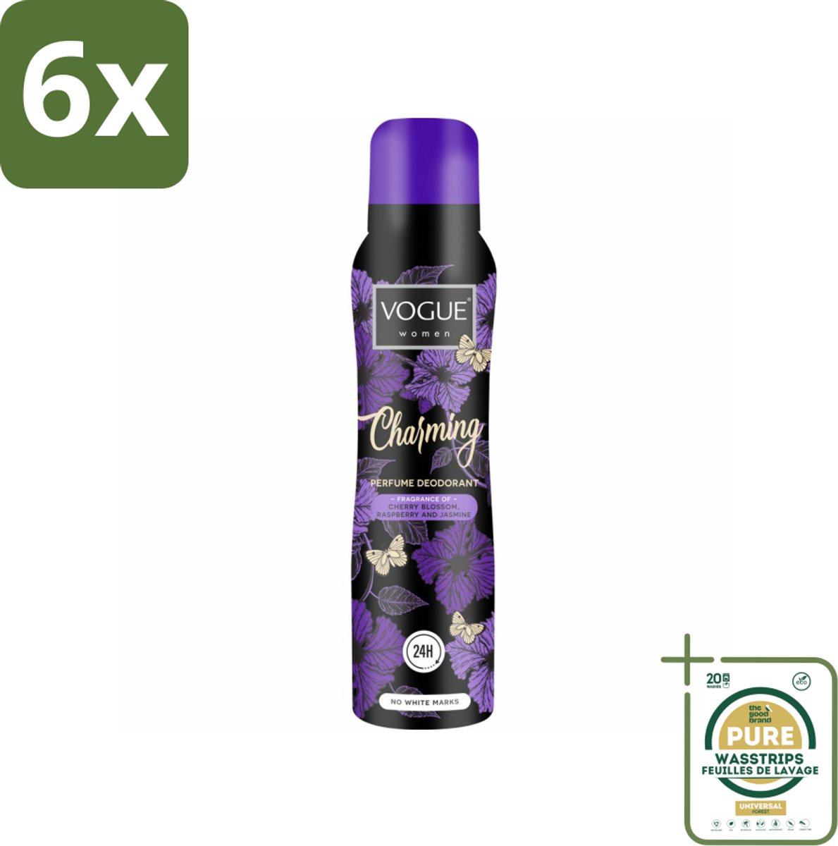 Vogue Charming Parfum Deodorant 150 ml - Voordeelverpakking - 6 stuks - 24 uur bescherming - Zweetbescherming