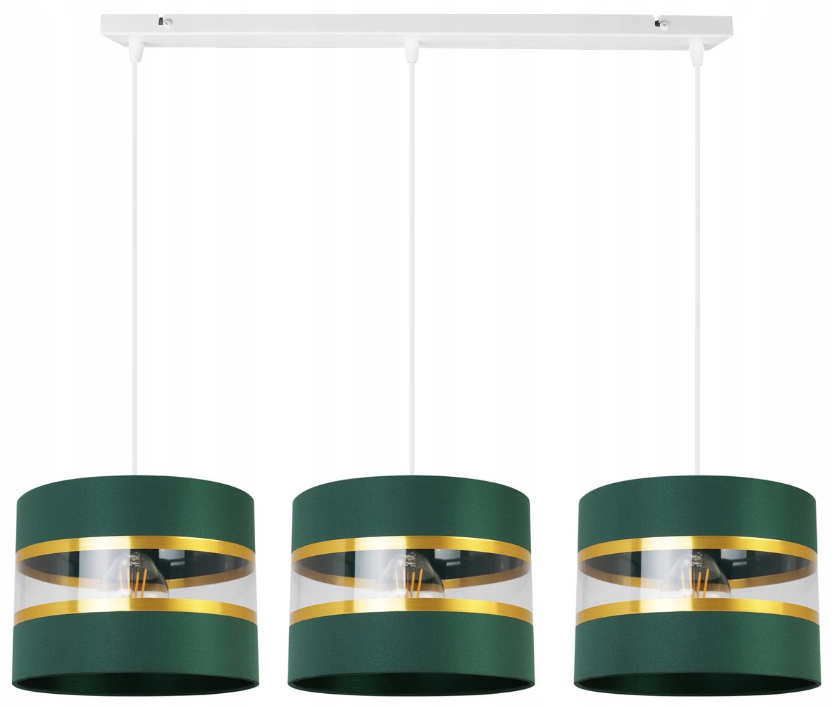 Luxe Hanglamp Goud Groen Stoffen lampkappen 3xE27
