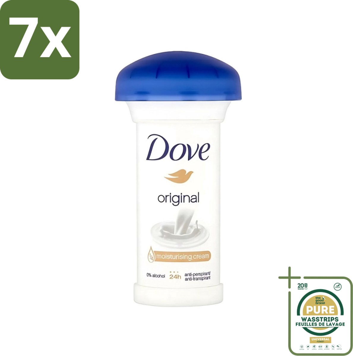 7 x Dove - Deodorant - Roll-on - Original - Frisse geur en bescherming - 50 ml - Grootverpakking - Dove Deodorant Stick - Anti-transpirant - Okselbescherming - Zweetgeur - Gevoelige Huid