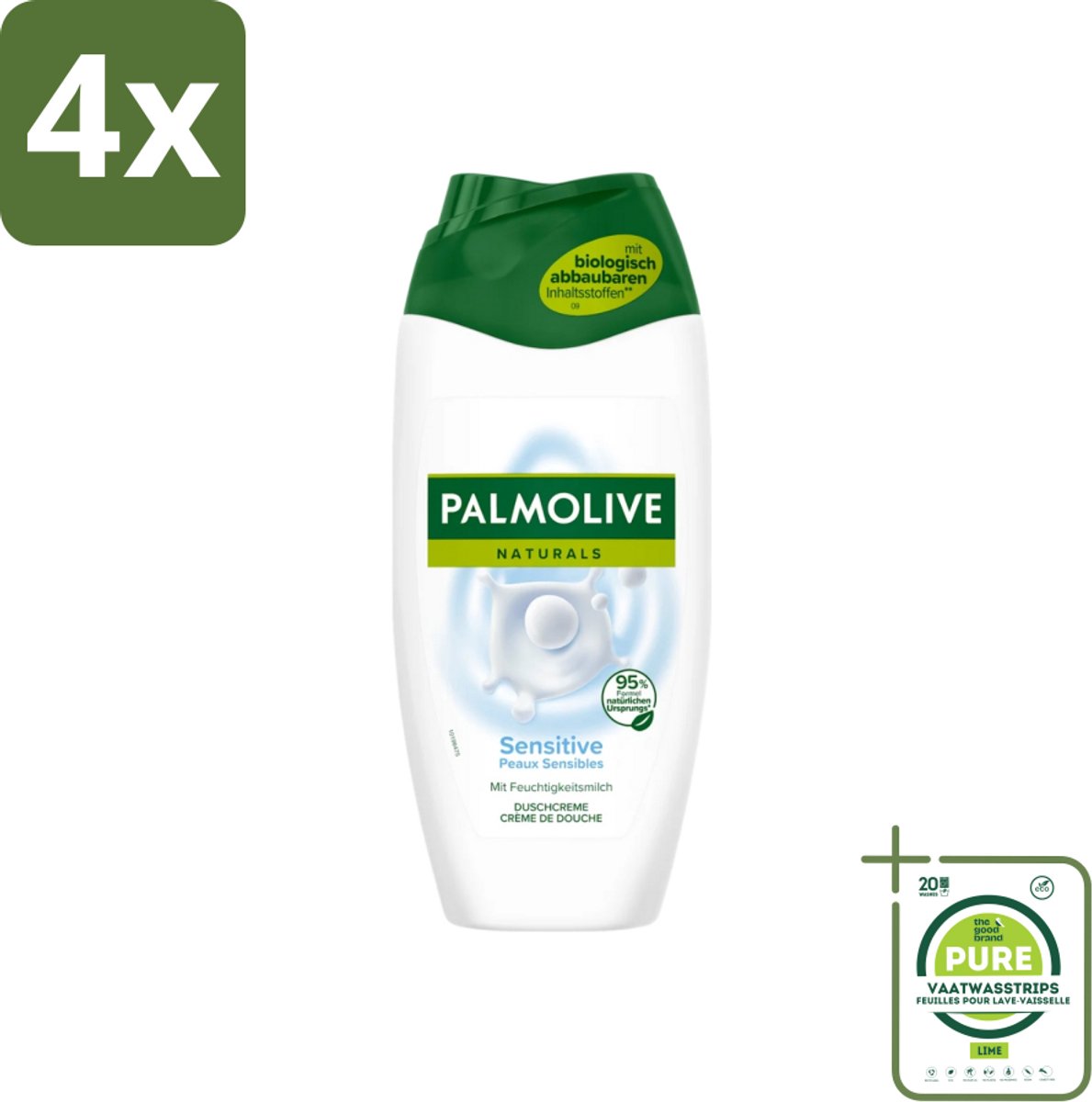 Palmolive Naturals - Douchegel - Sensitive - Voor Gevoelige Huid - 250 ml - Voordeelverpakking - 4 stuks - Gevoelige huid - Douchegel
