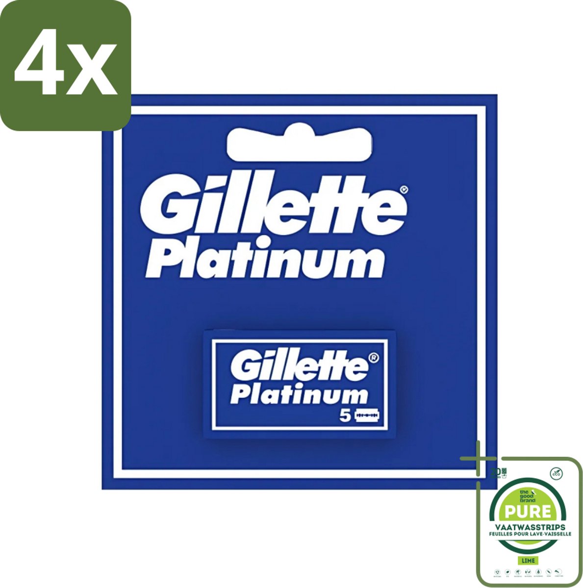Gillette - Platinum - Extra scherpte - 5 Navulscheermesjes - Voordeelverpakking - 4 stuks - Scheermesjes - Safety razor