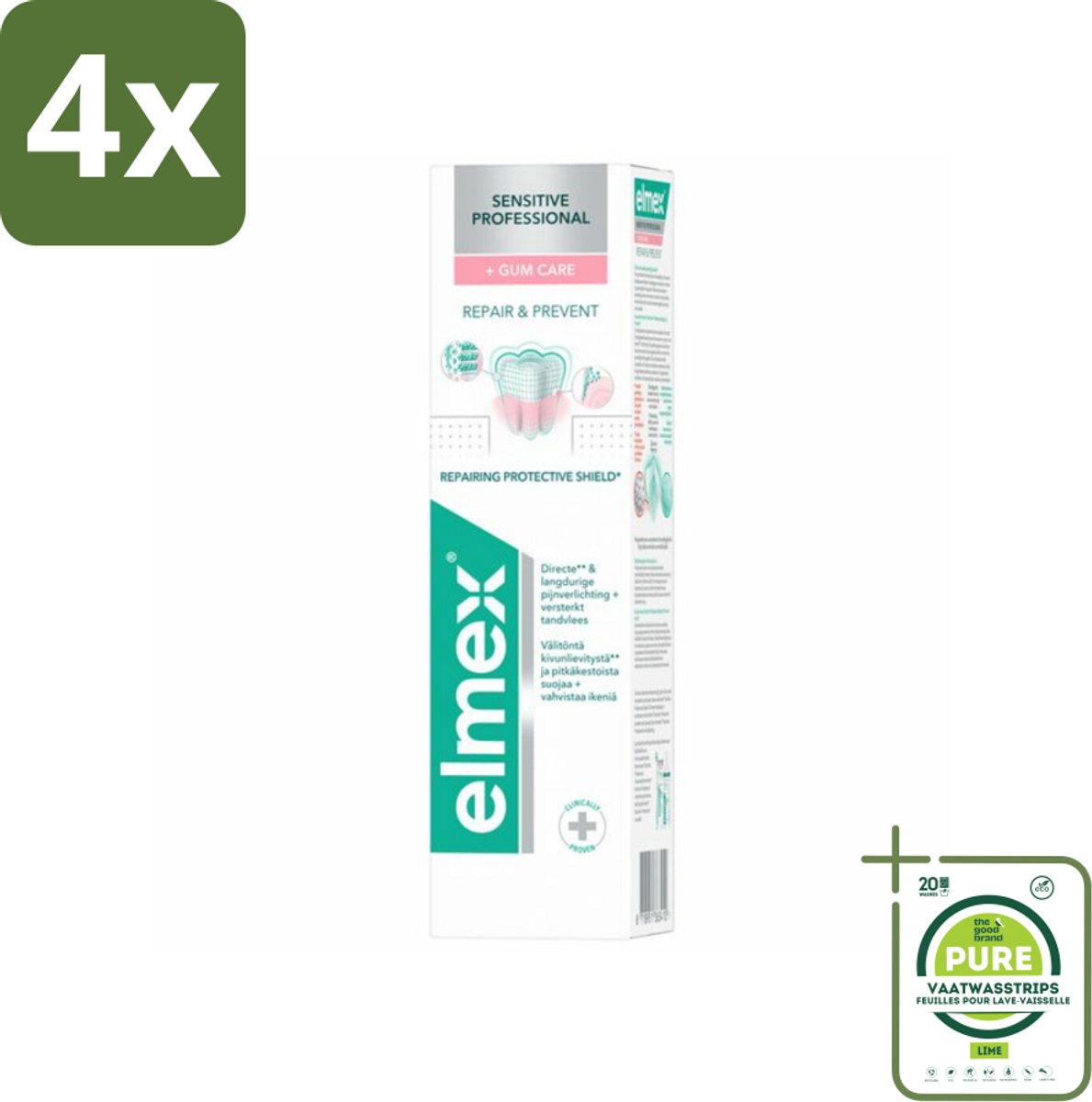 Elmex Tandpasta Sensitive Professional Gum Care 75 ml - Voordeelverpakking - 4 stuks - Gevoelige tanden - Tandpasta