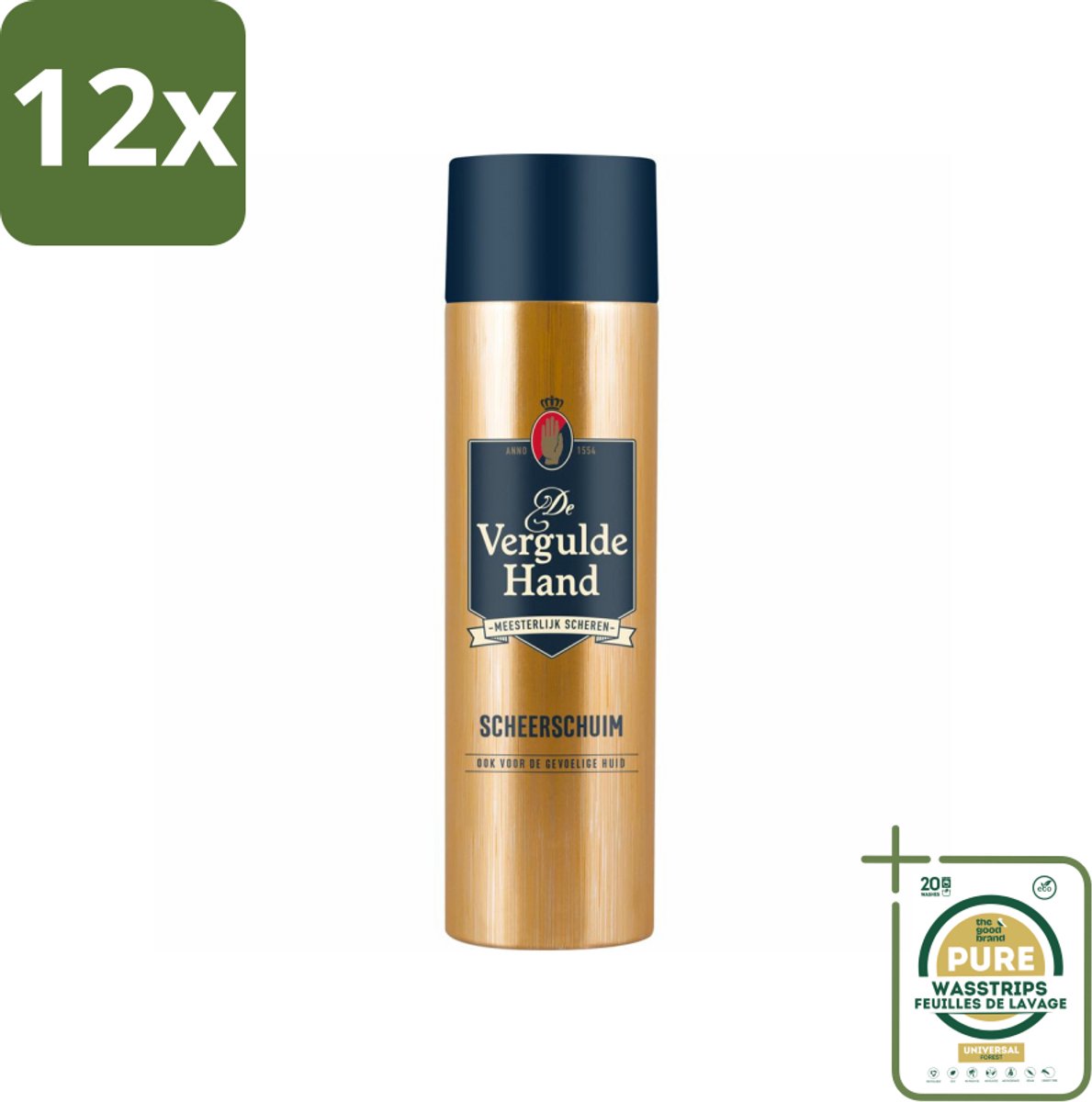 Vergulde Hand Scheerschuim 250 ml - Voordeelverpakking - 12 stuks - Glad scheerresultaat - Huidbescherming