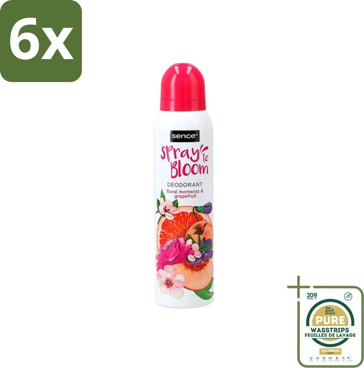 Sence - Floral & Grapefruit - Deodorant - Fris & Fruitig - 150 ml - Voordeelverpakking - 6 stuks - Frisheid - Deodorant voor dames