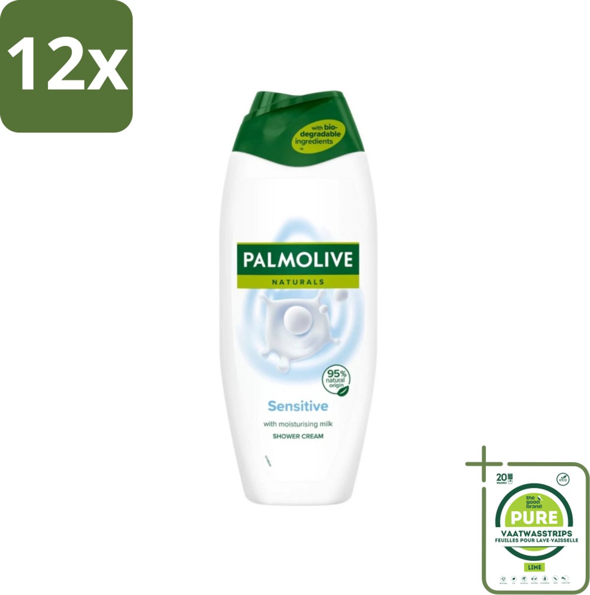 Palmolive Naturals - Douchegel - Sensitive - Voor Gevoelige Huid - 500 ml - Voordeelverpakking - 12 stuks - Douchegel - Gevoelige huid