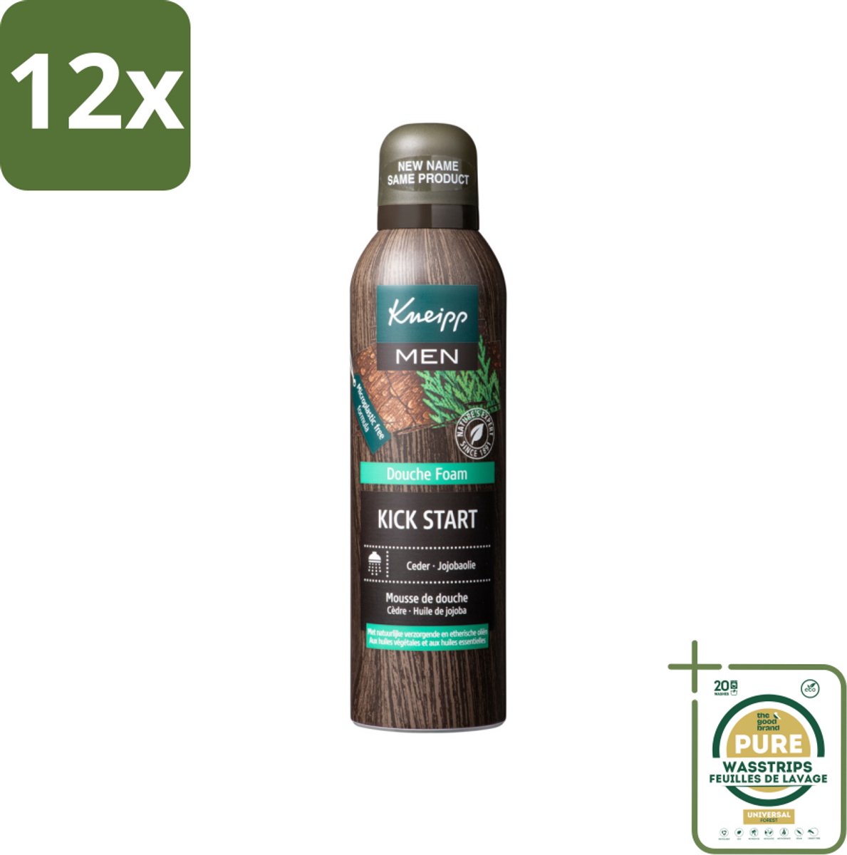Kneipp Douche Foam Men 200 ml - Voordeelverpakking - 12 stuks - Jojobaolie - Vegan