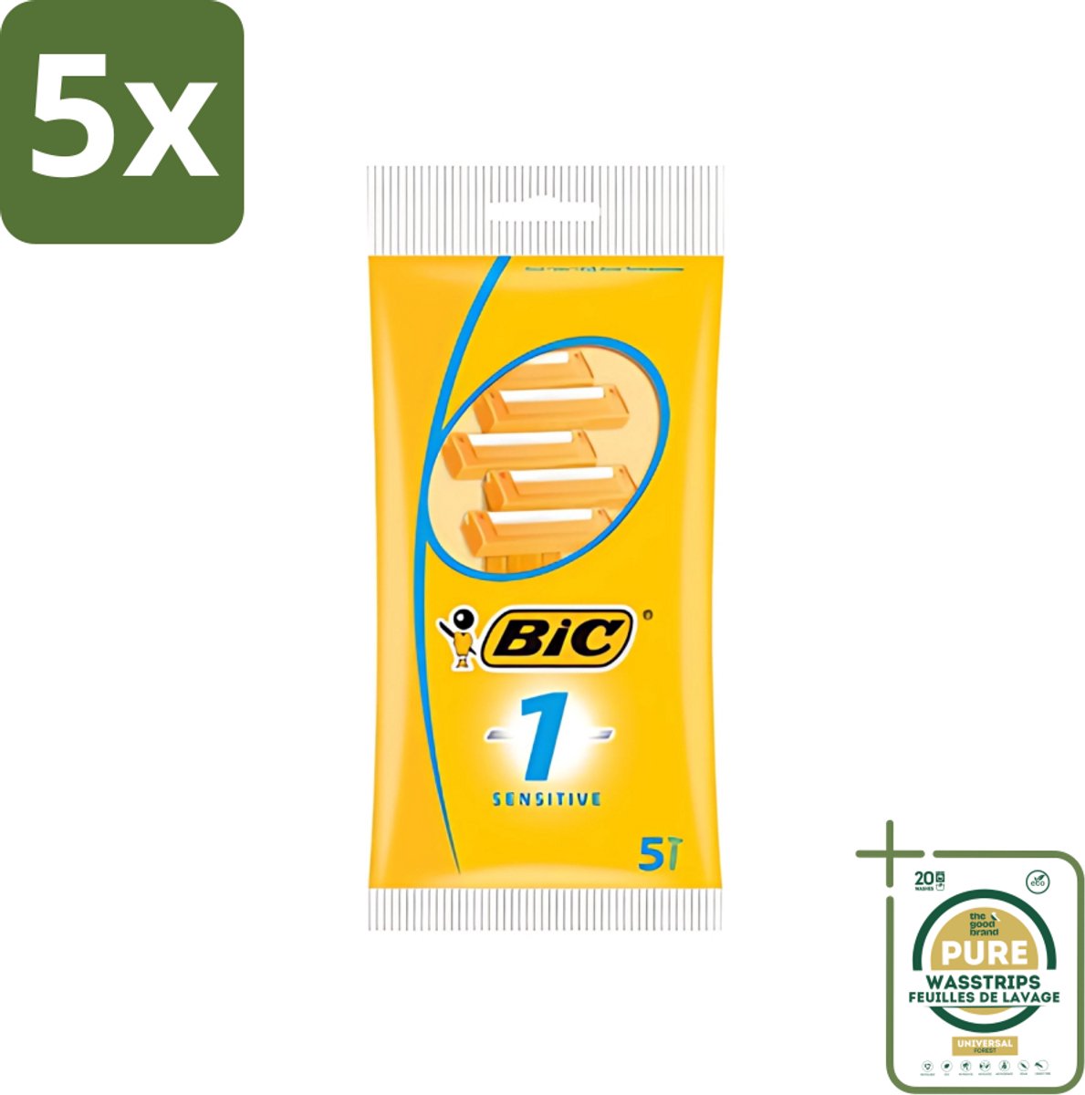 5 x Bic - Scheermesjes - Sensitive - Enkel Mesje - Wegwerpmesjes - 5 Scheermesjes - Grootverpakking - Scheermesje - Wegwerpscheermesje - Gevoelige Huid - Roestvrij Staal - Polymerische Bekleding