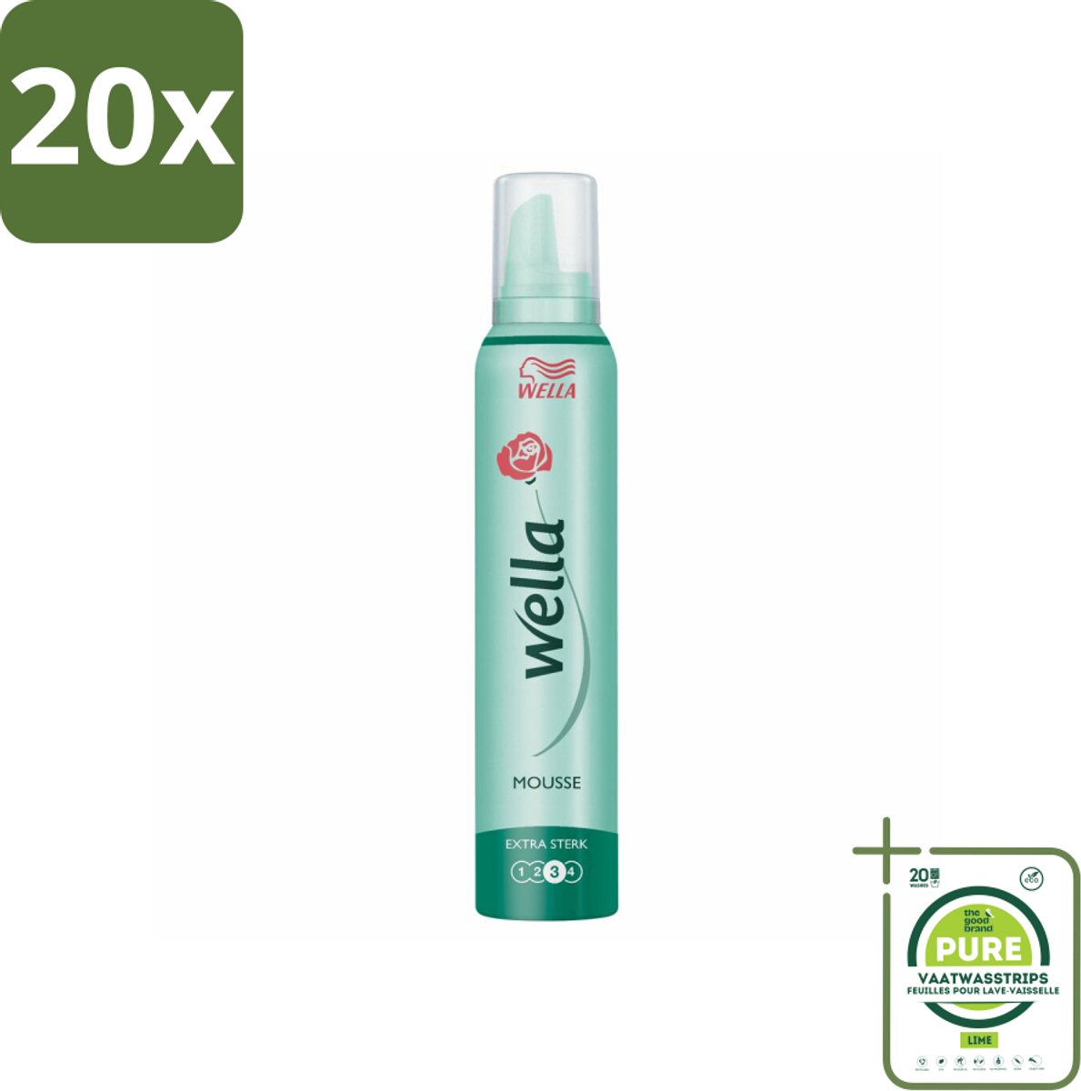 20 x Wella Extra Strong Hold Haarmousse 200 ml - Grootverpakking - Haarmousse - Versteviging Haar - UV Bescherming Haar - Stevig Haar - Flexibel Haar