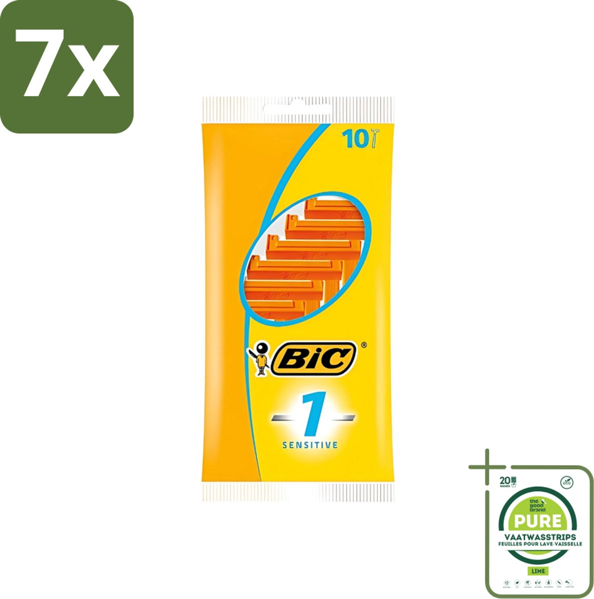 7 x Bic - Scheermesjes - Sensitive - Enkel Mesje - Wegwerpmesjes - 10 Scheermesjes - Grootverpakking - Scheermesje - Wegwerpscheermesje - Gevoelige Huid - Roestvrij Staal - Polymerische Bekleding