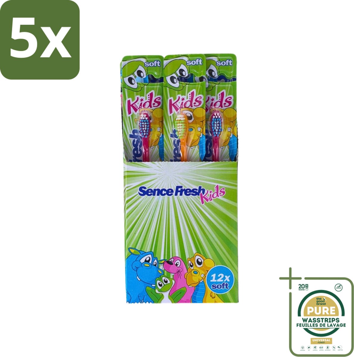 5 x Sence - Fresh Kids Soft - Tandenborstels - Zacht - 12 Tandenborstels - Grootverpakking - Tandenborstels Voor Kinderen - Zachte Tandenborstels - Kindertandenborstels - Tandenborstel Voor Kinderen - Gezonde Mondhygiëne