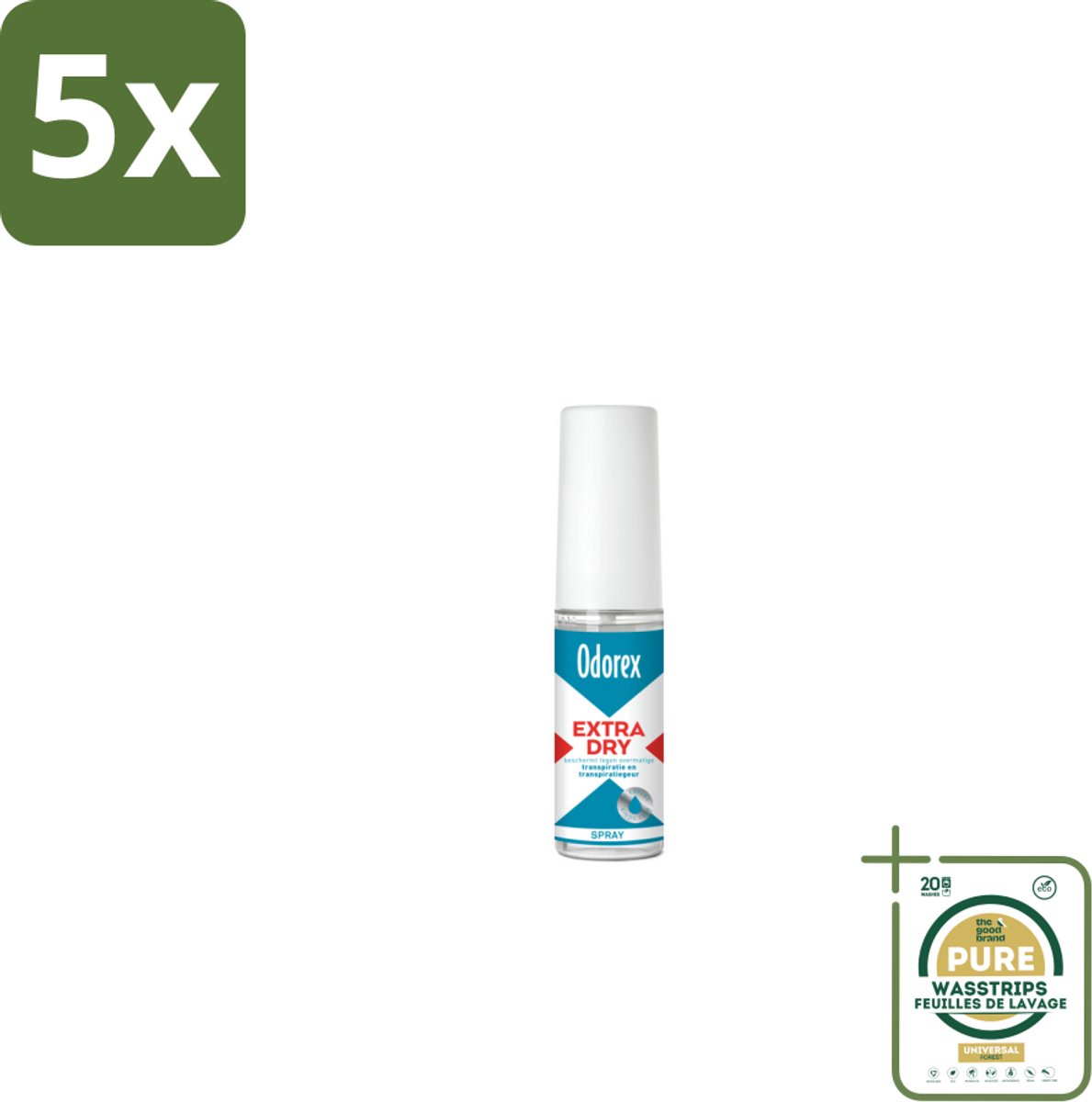 5 x Odorex Extra Dry Pompspray 30 ml - Grootverpakking - Extra Droog - Overmatig Zweten - Intens Droog - Pompspray - Deodorant
