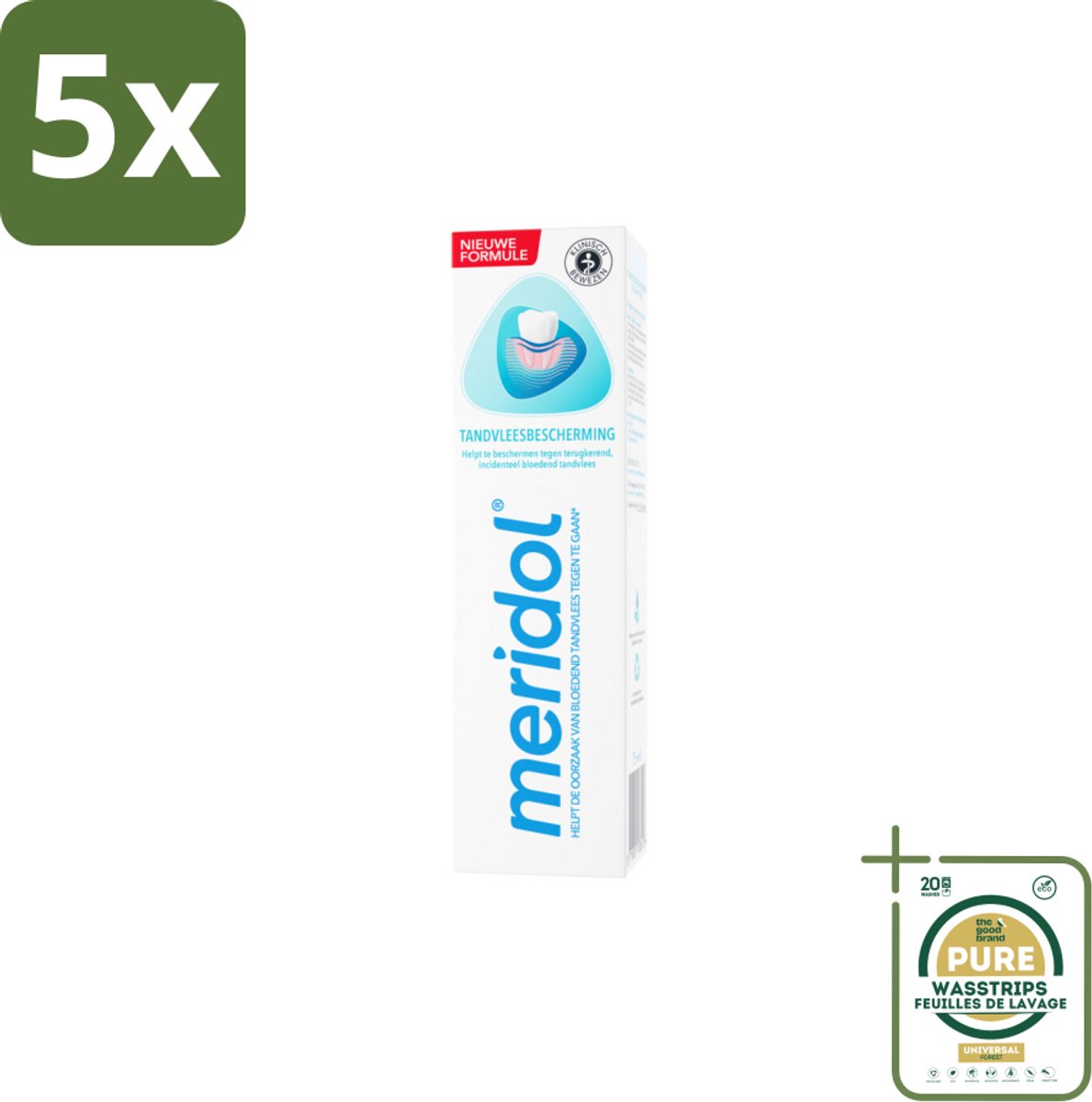 5 x Meridol Tandpasta Tandvleesbescherming 75 ml - Grootverpakking - Tandpasta - Tandvleesbescherming - Geïrriteerd Tandvlees - Antibacterieel - Plaque