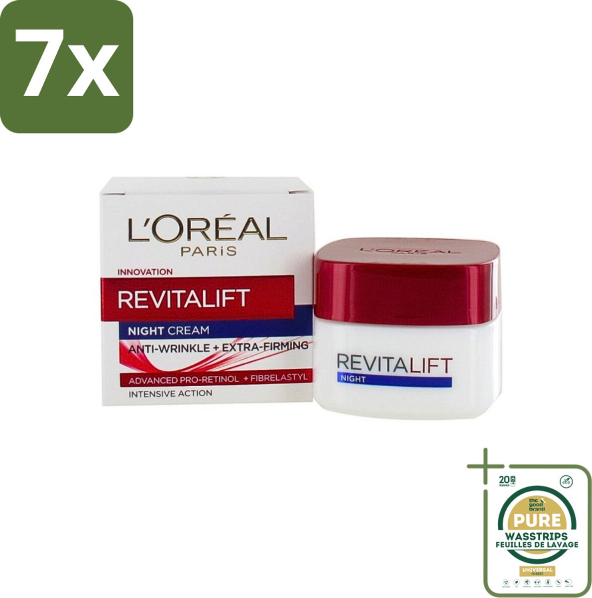 7 x L'Oréal Revitalift - Nachtcrème - Anti-Rimpel - Hydraterend en Verstevigend - 50 ml - Grootverpakking - Anti-rimpel Crème - Nachtcrème - Anti-aging Crème - Hydraterende Crème - Huidversteviging