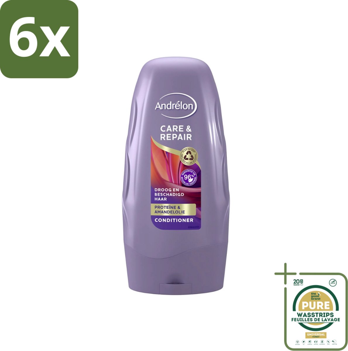 Andrélon - Care & Repair - Conditioner - Voor Beschadigd Haar - 250 ml - Voordeelverpakking - 6 stuks - Proteïne haar - Amandelolie haar