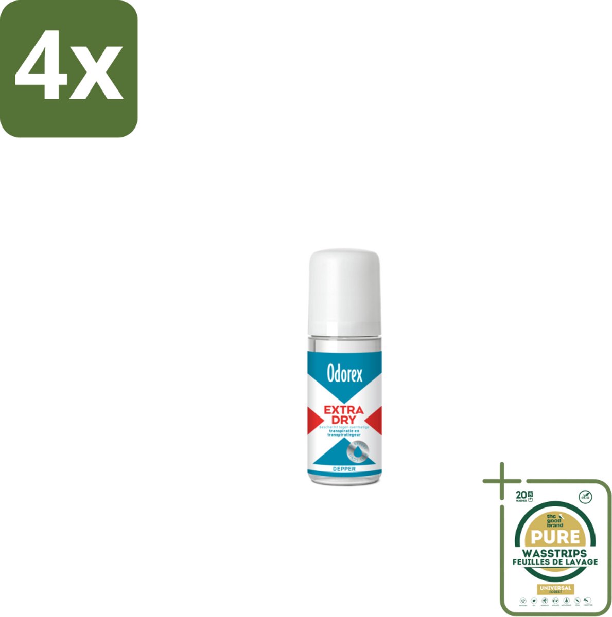 Odorex Depper - Deodorant Roller - Extra Dry - Krachtige Bescherming - 50 ml - Voordeelverpakking - 4 stuks - Deodorant - Depper