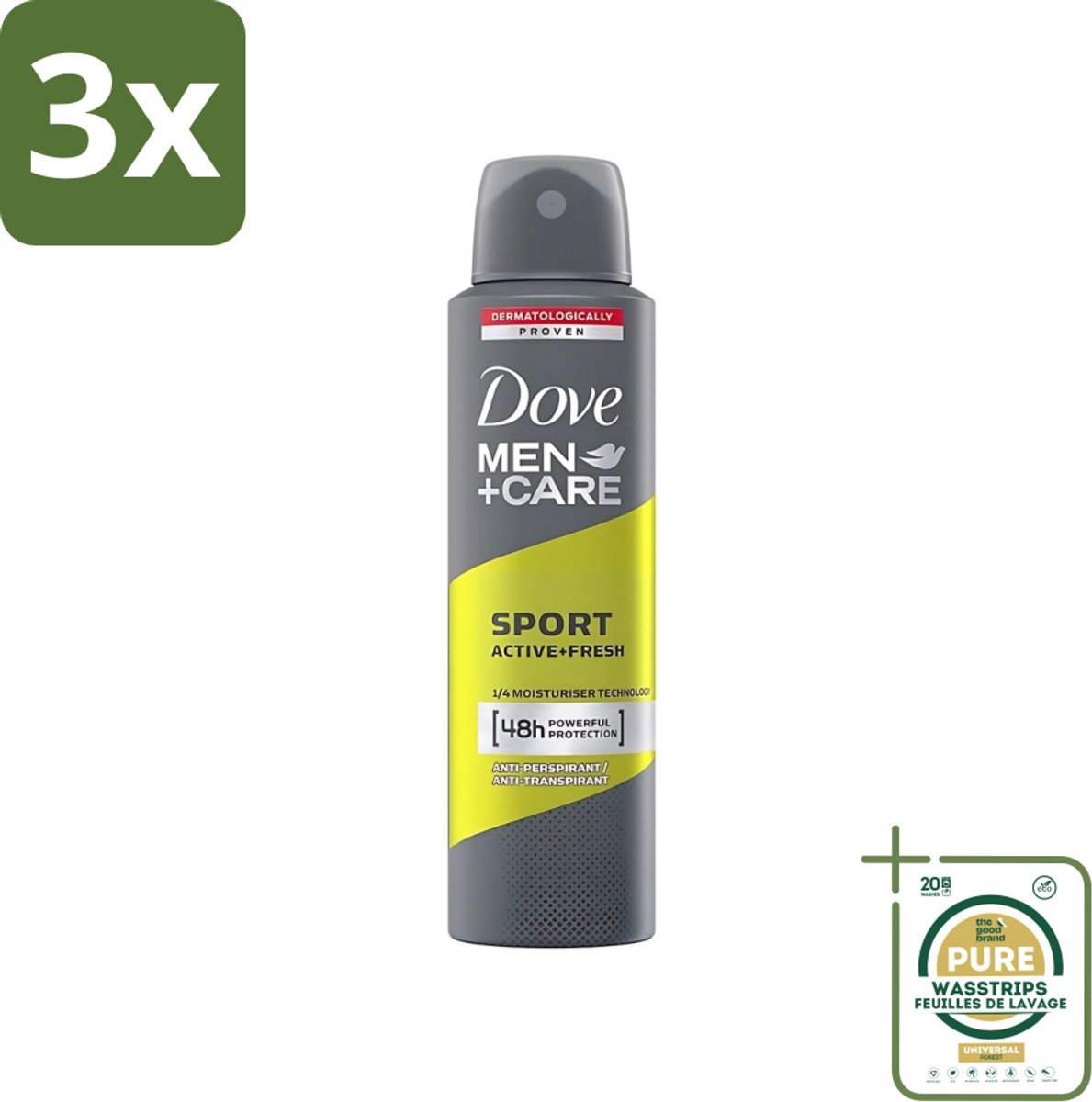 3 x Dove - Deodorant - Men Care Sport Active Fresh - Verfrissend en energiek - 150 ml - Grootverpakking - Sport Deodorant - Actieve Mannen - Zweetgeur - Frisheid - Energie