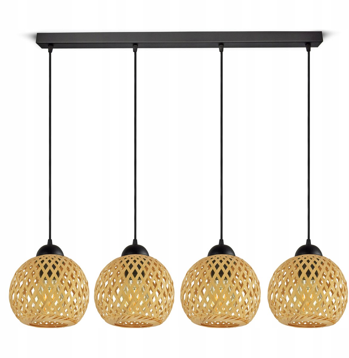 Bamboe Hanglamp Zwart Gevlochten Boho Stijl E27 584-BZ4