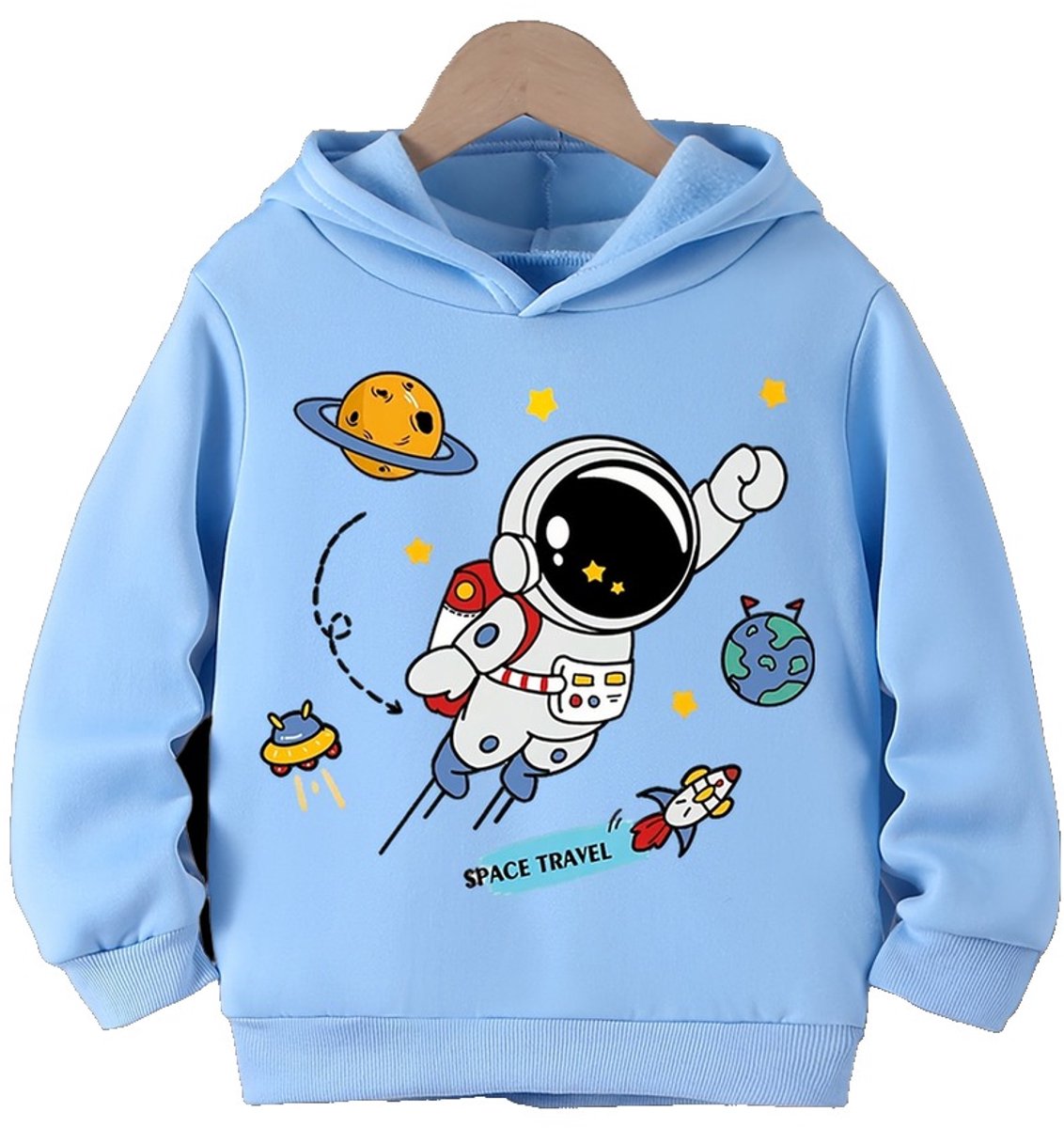 Currero Hoodie Jongens Warme Hoodie Met Capuchon Comfortabele Sweater Casual Trui Pullover Jongenstrui Lichtblauw 7-8 Jaar