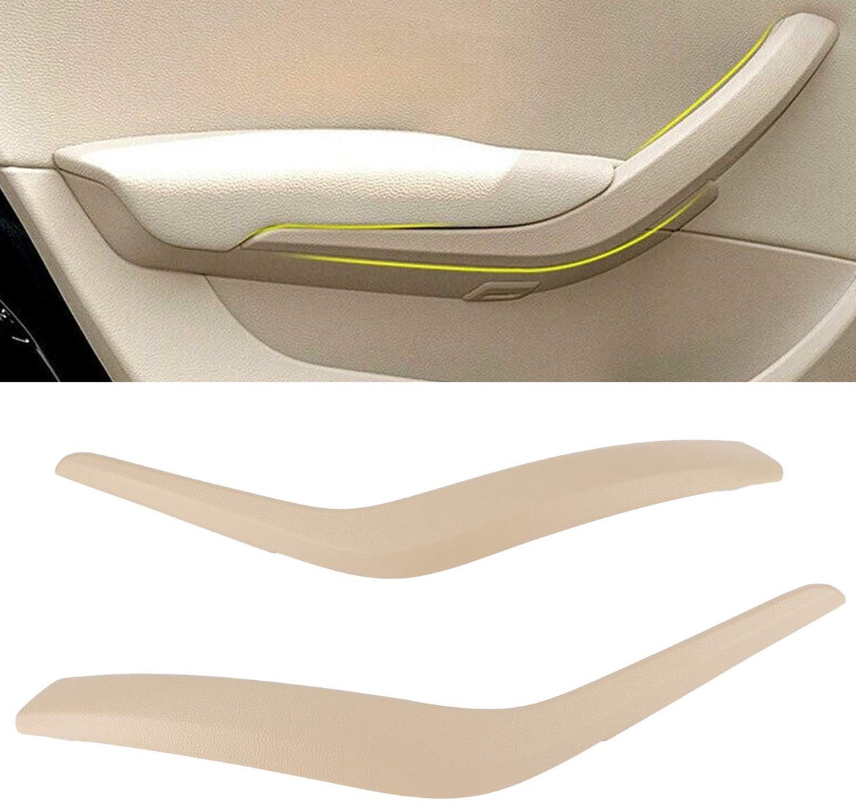 Solidchoice- Binnendeurpaneel Trekkoord - Handgreep - Steunbeugel - Beige - Voor X1 E84 - 465x56mm - Deurbekleding