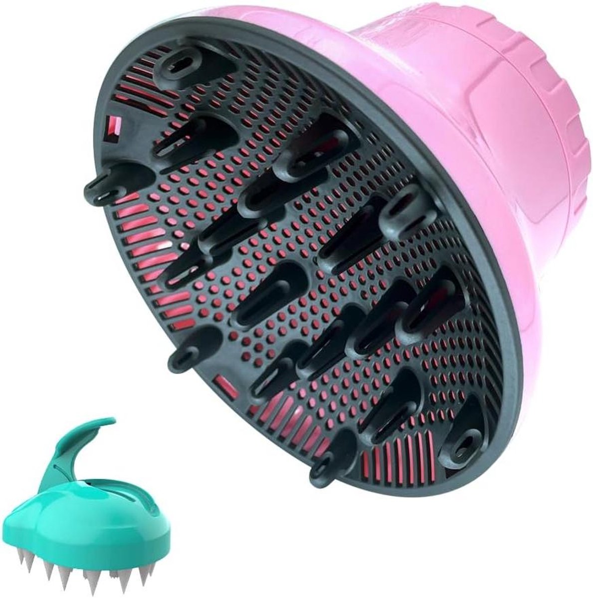 Haardiffuser Opzetstuk - Krullend Haar - Volume Creëren - Universele Pasvorm - 355-66 cm - Roze
