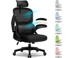 Bureaustoel, Ergonomische Bureaustoel met Verstelbare Lendensteun en 2D Hoofdsteun – Bureaustoelen voor Volwassenen – Office Chair 135° Kantelbare Rugleuning – Belastbaar tot 150 kg – Verstelbare Armleuningen – Ademend Mesh – Zwart