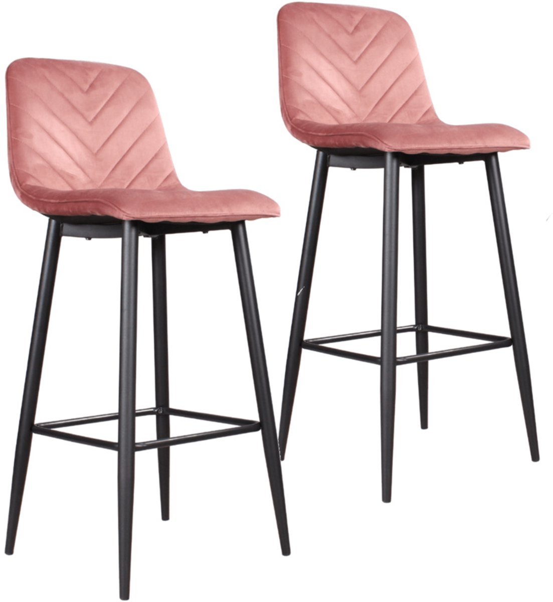 DS4U® - Gaby barkruk 75 cm - Set van 2 - Roze - Velvet