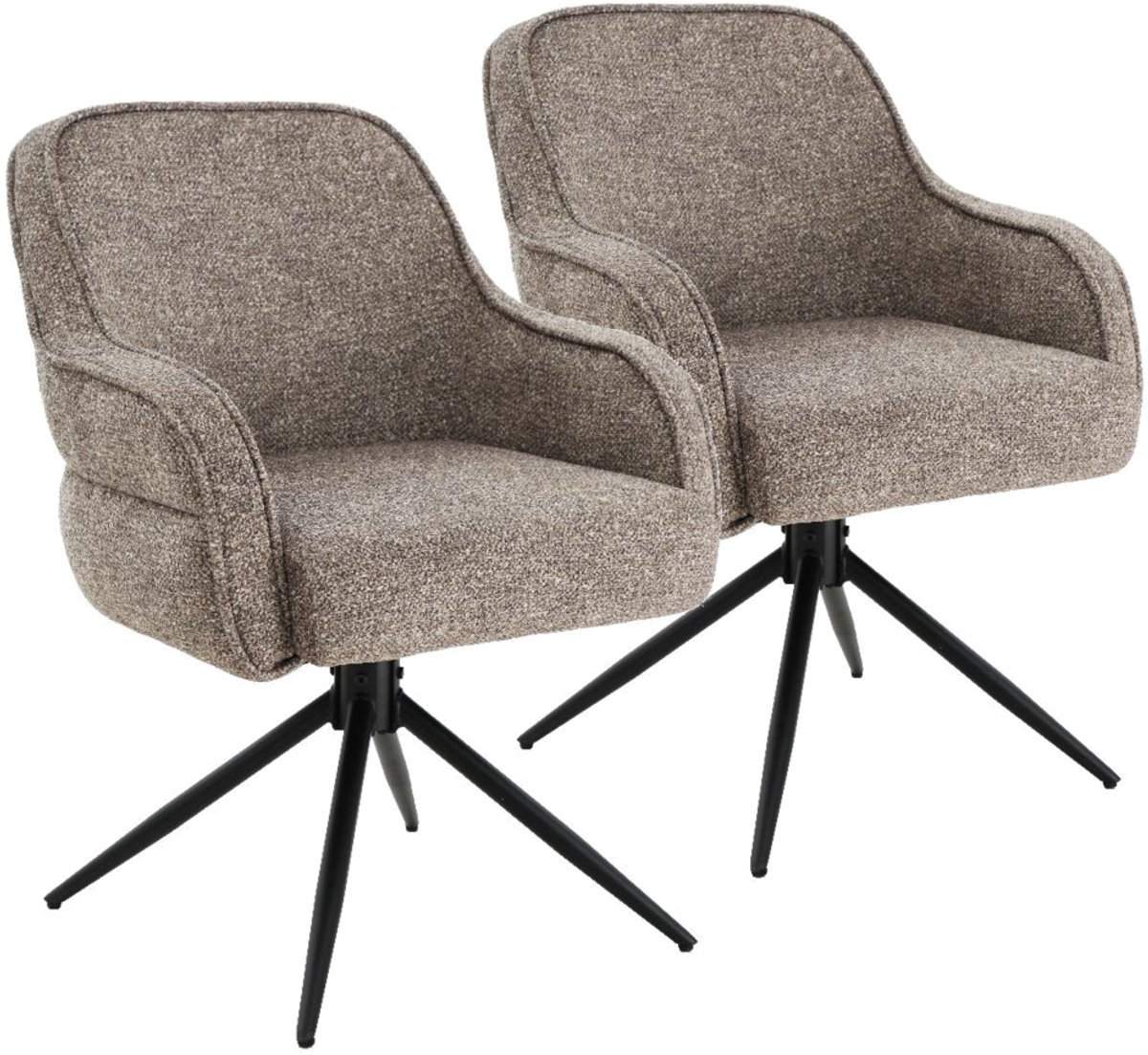 DS4U® - Loisa armstoel met terugdraaifunctie - Set van 2 - Taupe - Stof