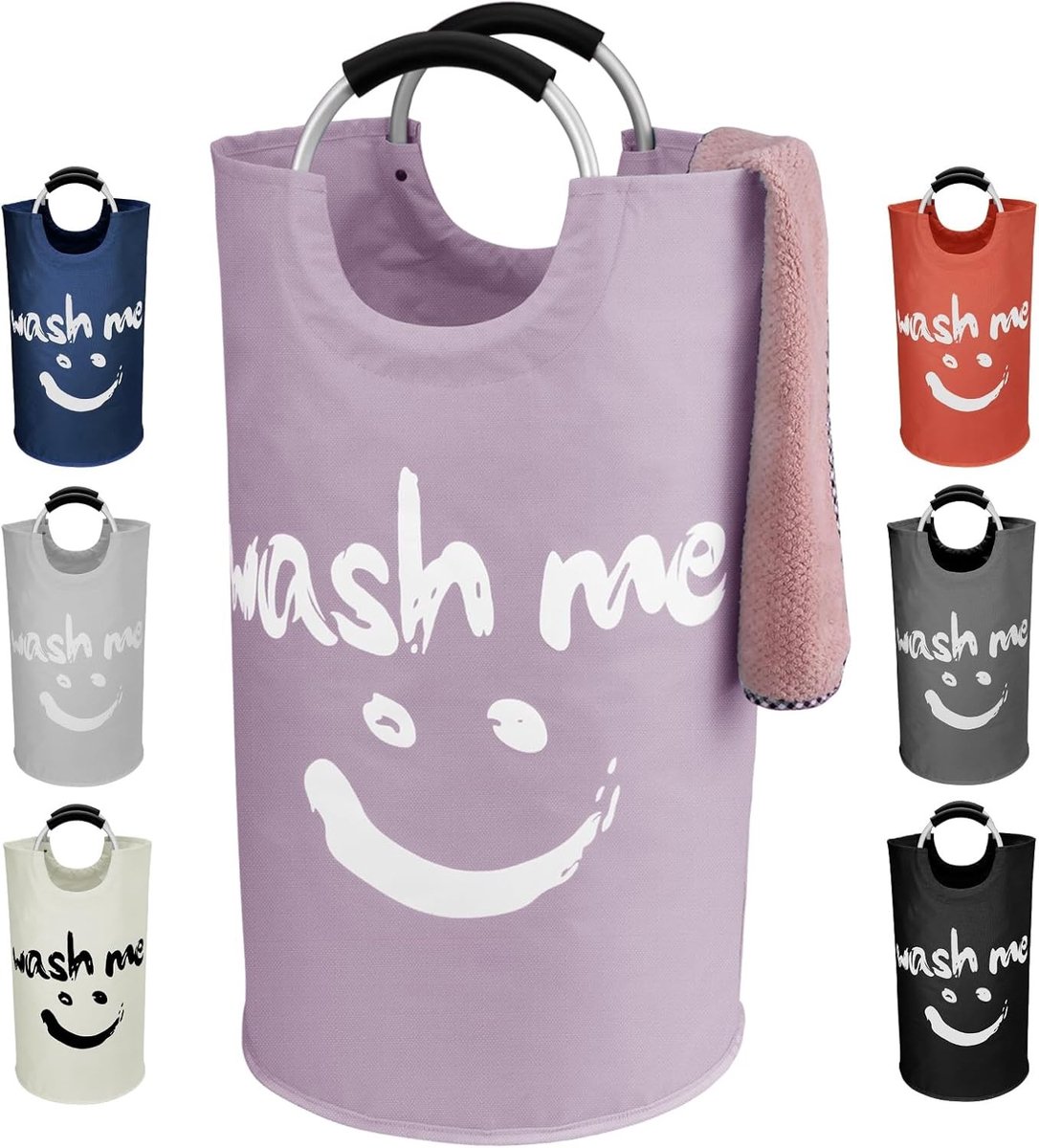 Vouwbare Wasmand met Zachte Handvatten - Vrijstaand, Oxford Stof, Smiley Ontwerp voor Badkamer en Slaapkamer, Ideaal voor Wassen en Organiseren