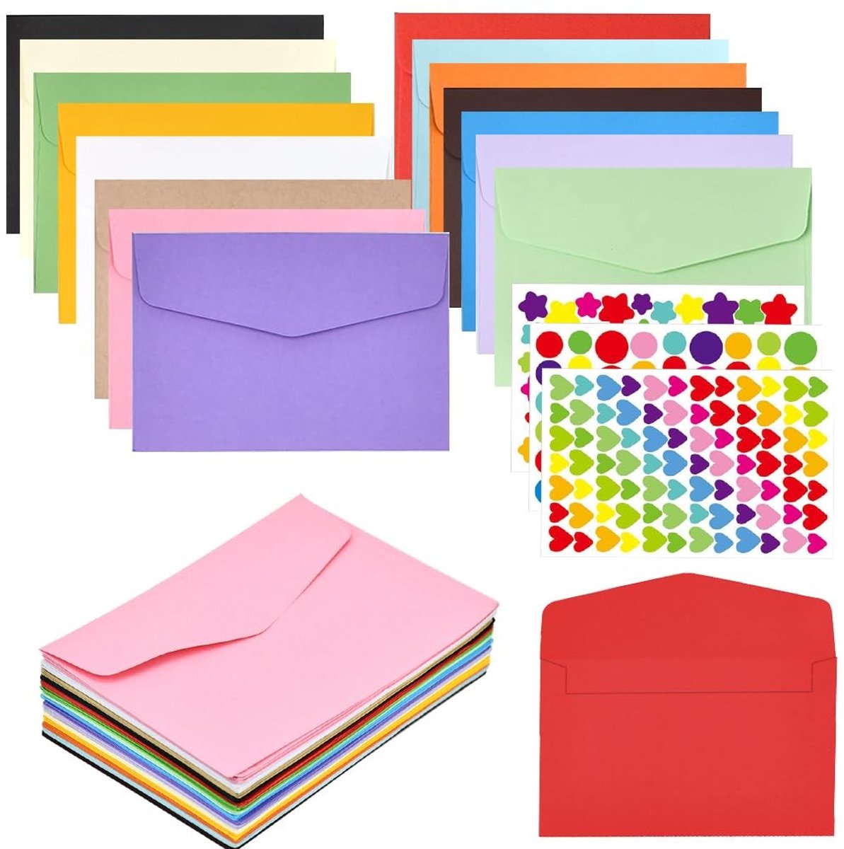 Elzusha - Set van 75 Mini Enveloppen in 15 Kleuren