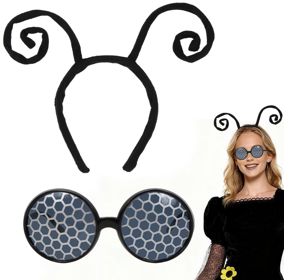 Elzusha - Zwart Fluwelen Masker - Insectenoogmaskers voor Carnavals