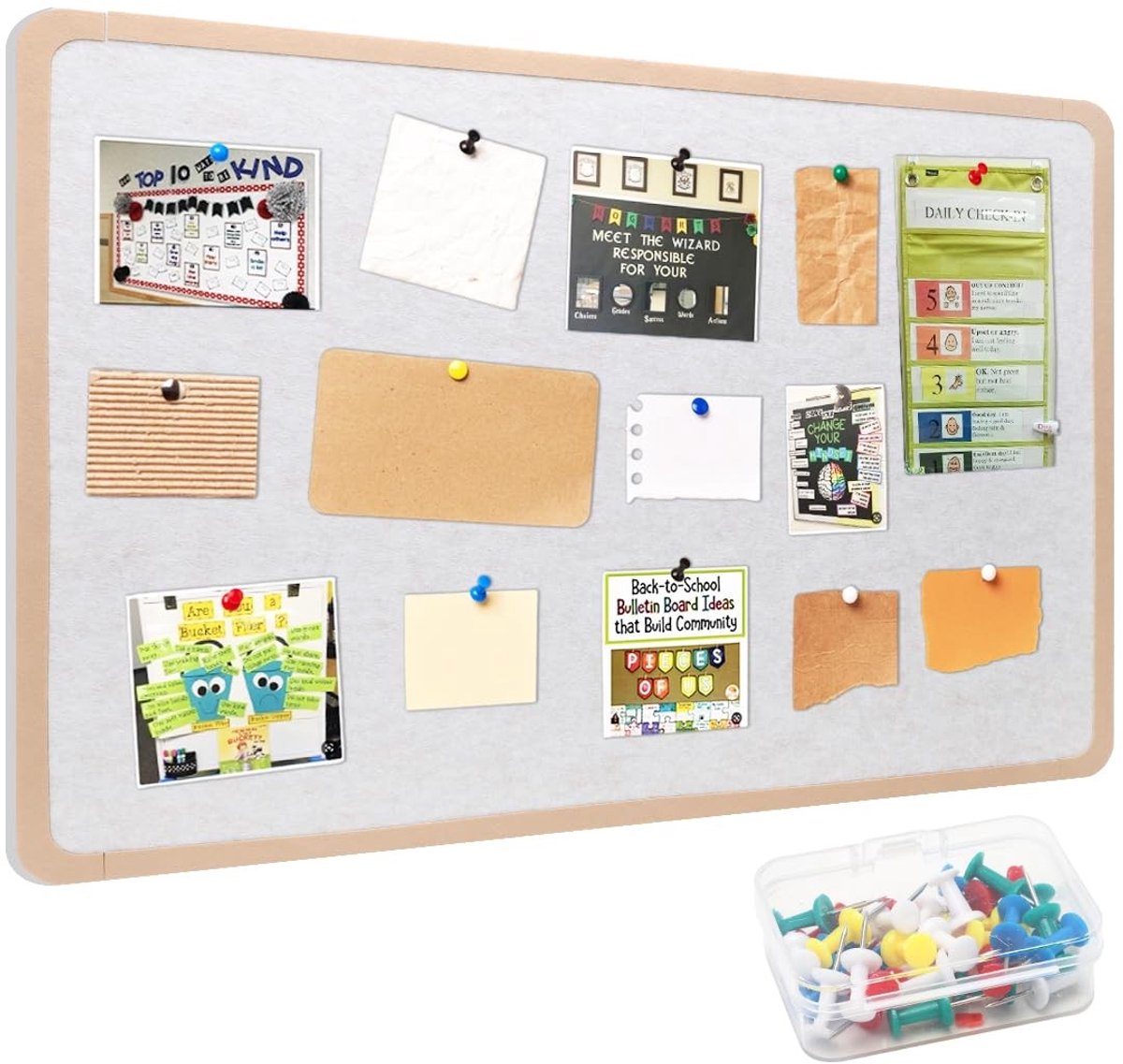 Elzusha - Rectangular Vilt Prikbord - Decoratief met 50 Duimspijkers, 40 x 60 cm