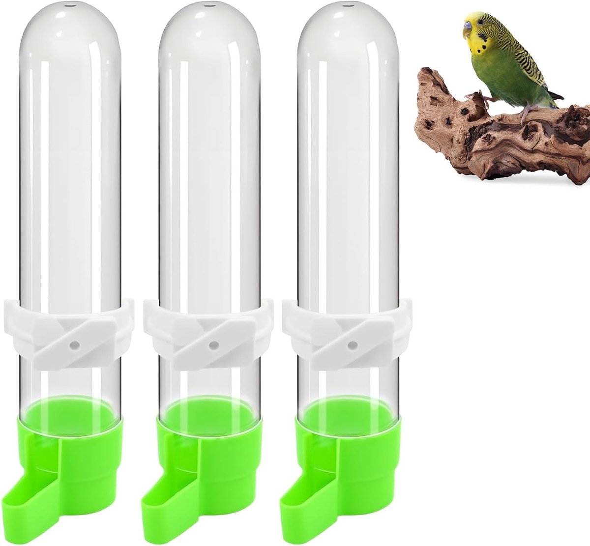 Automatische Voeder- en Waterdispensers voor Parkieten, Papegaaien en Siervogels - 3 Stuks, Transparante Capaciteit 120ml
