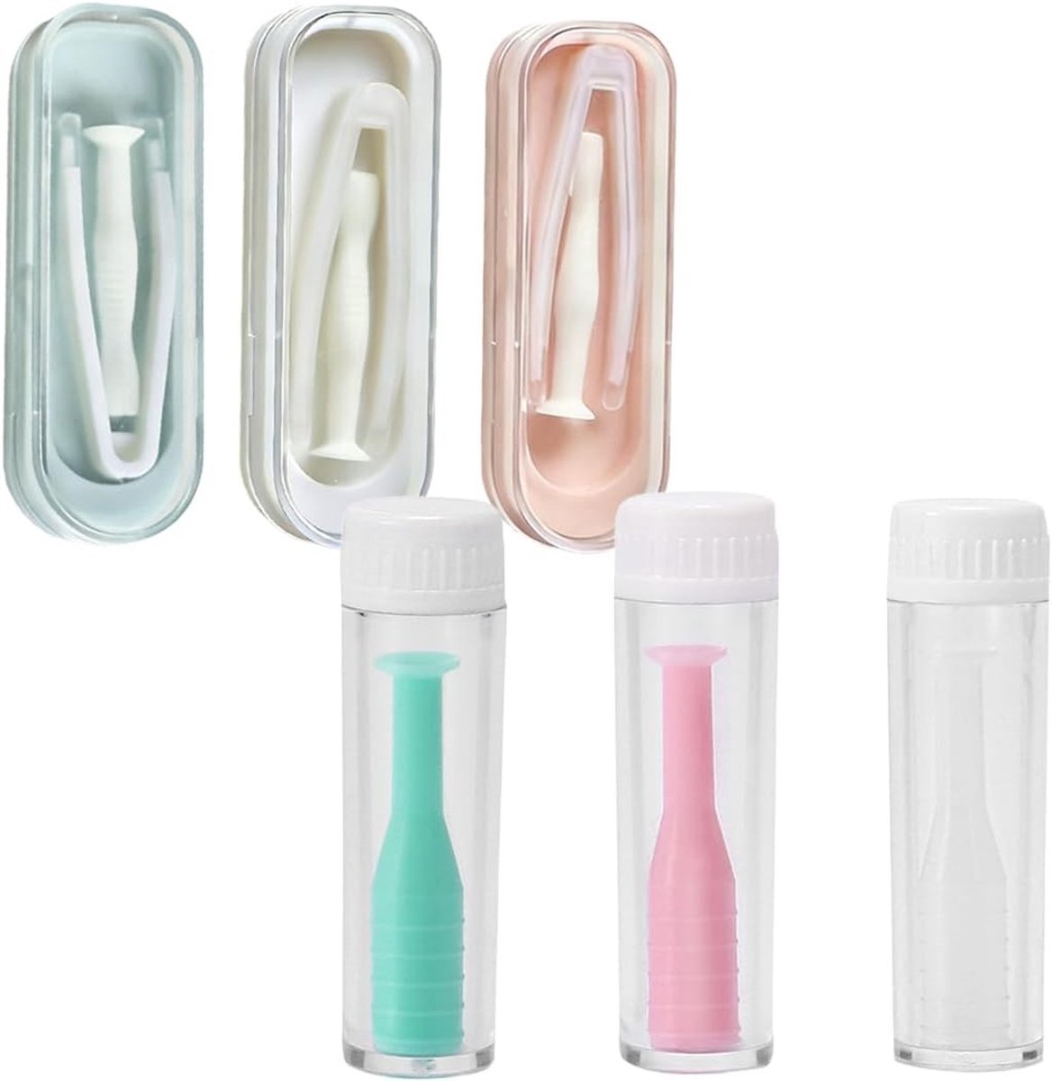 Set van 6 Pincetten voor Contactlenzen, Contactlens Applicator, Plastic Hulpstuk, Lensverwijderaar, Reisaccessoire voor Contactlenzen en Onderhoud