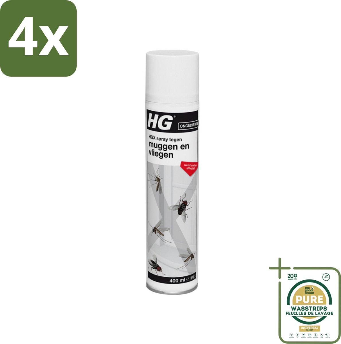 HG X Spray Tegen Muggen & Vliegen 400 ml - Voordeelverpakking - 4 stuks - Insectenbestrijding - Muggenwering