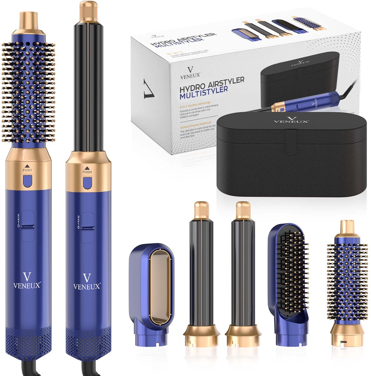 WAJD Airstyler 6-in-1 – Föhn & Multistyler met Auto-Wrap Curlers, Diffuser & Opbergetas – Geen Hitteschade