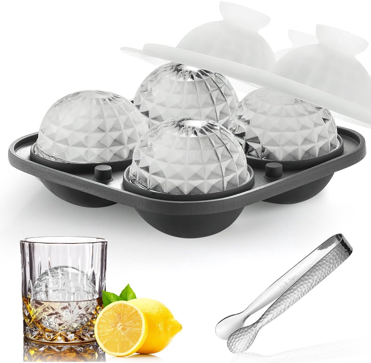 Elzusha - Siliconen IJsblokjes Mould - 3D Tray met Deksel - Grijs